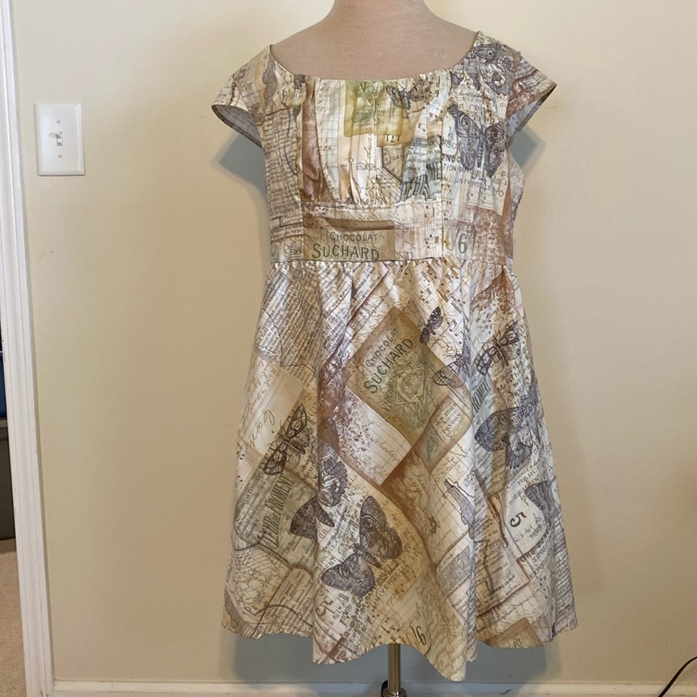 Cute vintage print cap sleeve dress from ModCloth